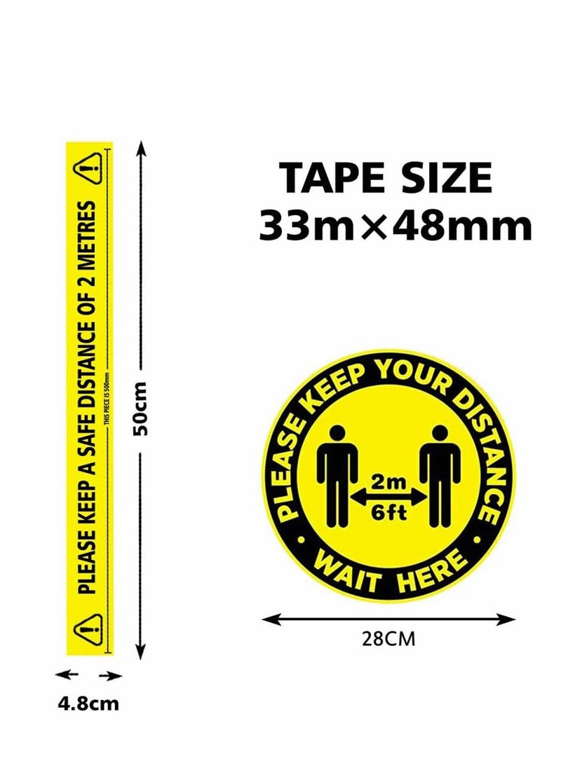 Y&D Hazard Tape 2 Roll with Piece Safety Sign, Keep Social Distancing -PLEASE KEEP A SAFE DISTANCE OF METRES  - Image 4
