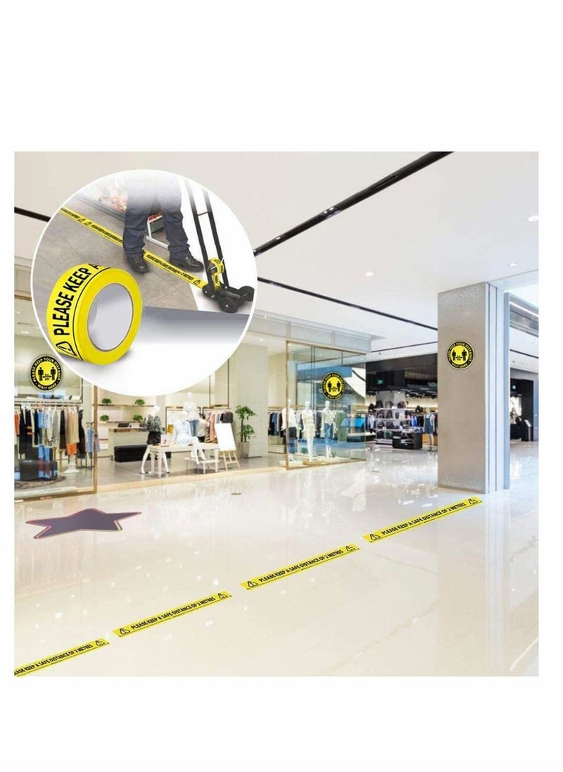 Y&D Hazard Tape 2 Roll with Piece Safety Sign, Keep Social Distancing -PLEASE KEEP A SAFE DISTANCE OF METRES  - Image 3