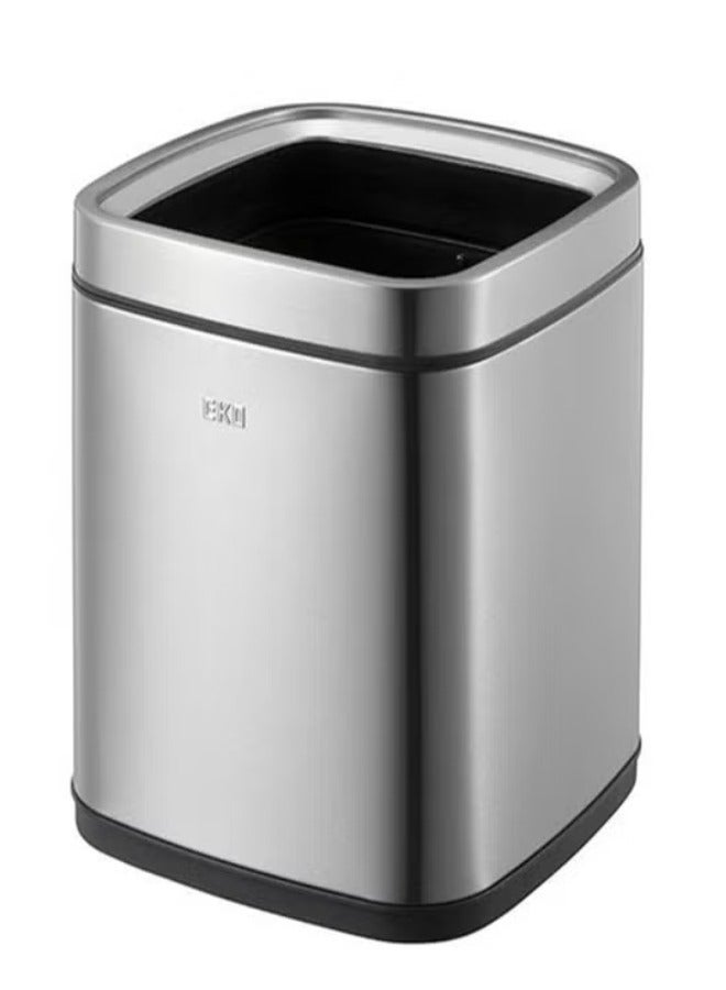 EKO LAGUNA SERIES | 12L Compact Open-Top Trash Can | Brushed Stainless Steel | Fingerprint-Resistant | Small Waste Bin for Bathrooms, Bedrooms & Under-Desk Use | Metallic Grey - Image 1