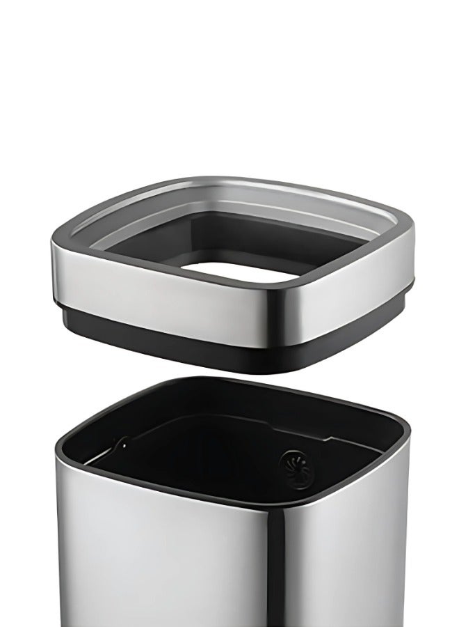 EKO LAGUNA SERIES | 12L Compact Open-Top Trash Can | Brushed Stainless Steel | Fingerprint-Resistant | Small Waste Bin for Bathrooms, Bedrooms & Under-Desk Use | Metallic Grey - Image 3