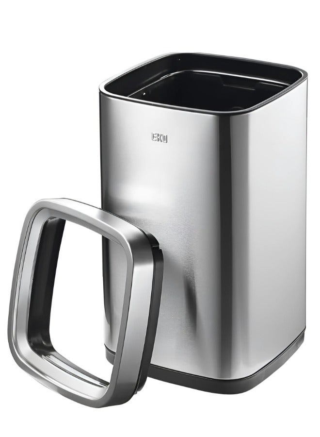 EKO LAGUNA SERIES | 12L Compact Open-Top Trash Can | Brushed Stainless Steel | Fingerprint-Resistant | Small Waste Bin for Bathrooms, Bedrooms & Under-Desk Use | Metallic Grey - Image 2