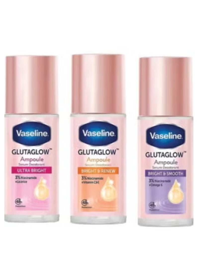 Vaseline Glutaglow Set of Ultra, Renew and Smooth Bright Ampoule Serum Deodorant each 45ml