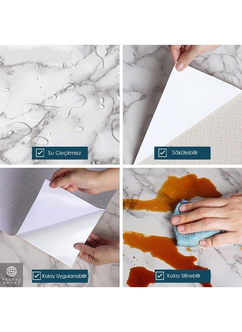 Trendpoint 60 cm x 100 cm Marble Pattern Kitchen Bathroom Cabinet Countertop Foil Coating  - Image 2