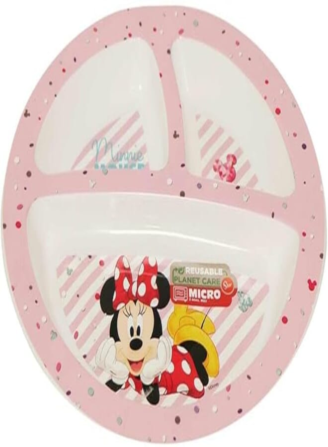 Dreamland Kids Plate with Butterflies, Pink Polka Dot Border, Round Melamine Dinnerware