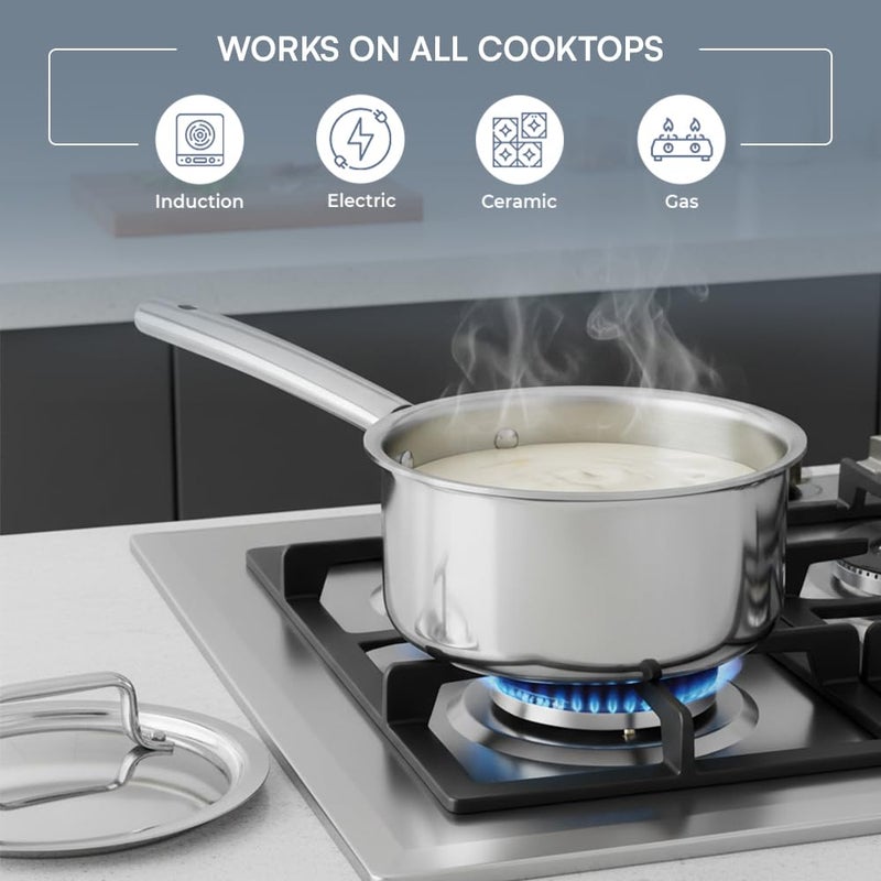 Kraft- follow your imagination Futuretec Triply Stainless Steel Cookware Saucepan With Lid - 1.6 Litre, 16 Cm / 2.5Mm Thick/Tea, Chai, Milk Pan/Stay Cook Handle/Induction Base - Image 4