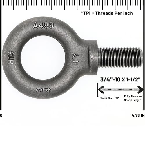 FY Box of 4 Pcs Lifting Shoulder Eye Bolts 3/4"-10 X 1-1/2" - Image 4