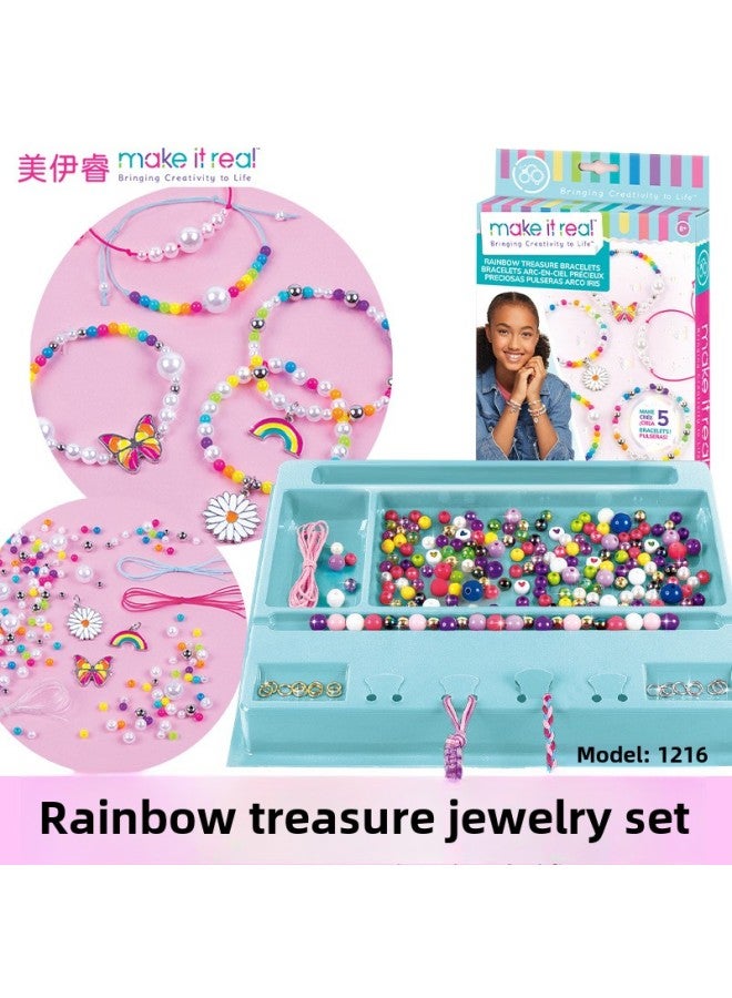 Meiyirui Make It Real Bracelet DIY Hand Beaded Worker Gift Girl Jewelry Swarovski Joint Name-Color:Rainbow Treasure Jewelry Set [can Do 5]] - Image 1