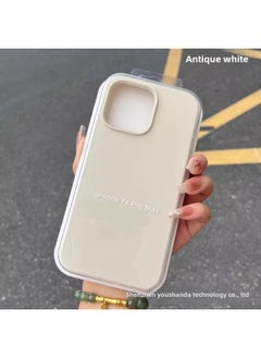 Suitable For iphone16 Solid Silicone Phone Case For Apple 15 Official Same Liquid 14 All-inclusive 13 Drop-resistant Case-Color:Antique White [with Packaging Box + Label]-Applicable Models:For iphone12promax