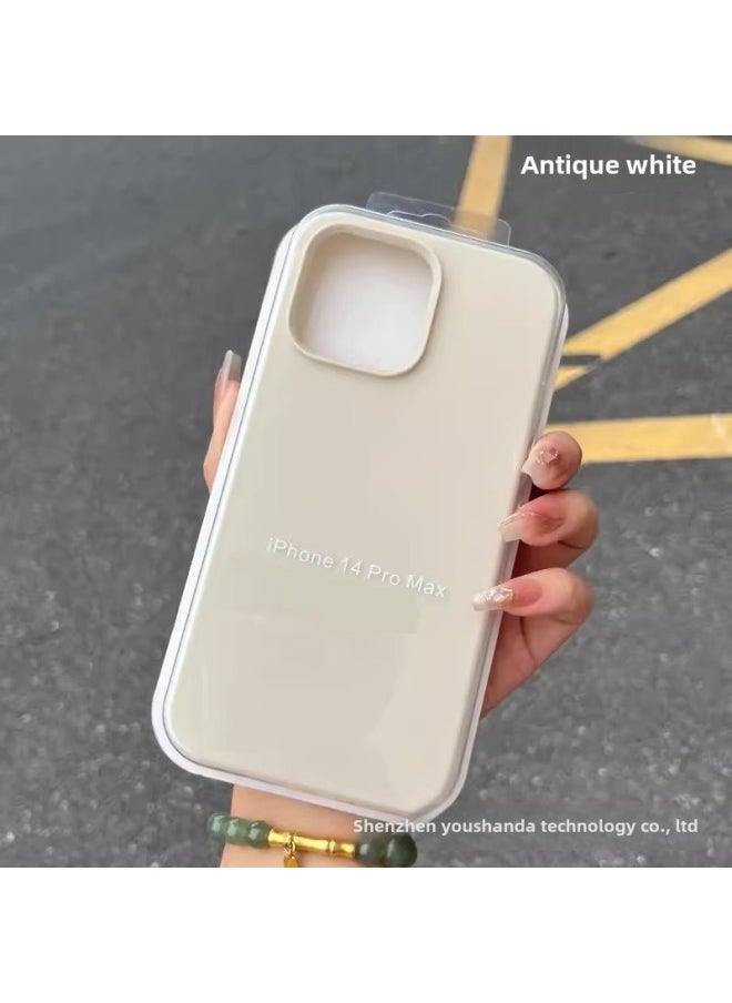 Generic - Suitable For iphone16 Solid Silicone Phone Case For Apple 15 Official Same Liquid 14 All-inclusive 13 Drop-resistant Case-Color:Antique White [with Packaging Box + Label]-Applicable Models:For iphone12promax - Image 1