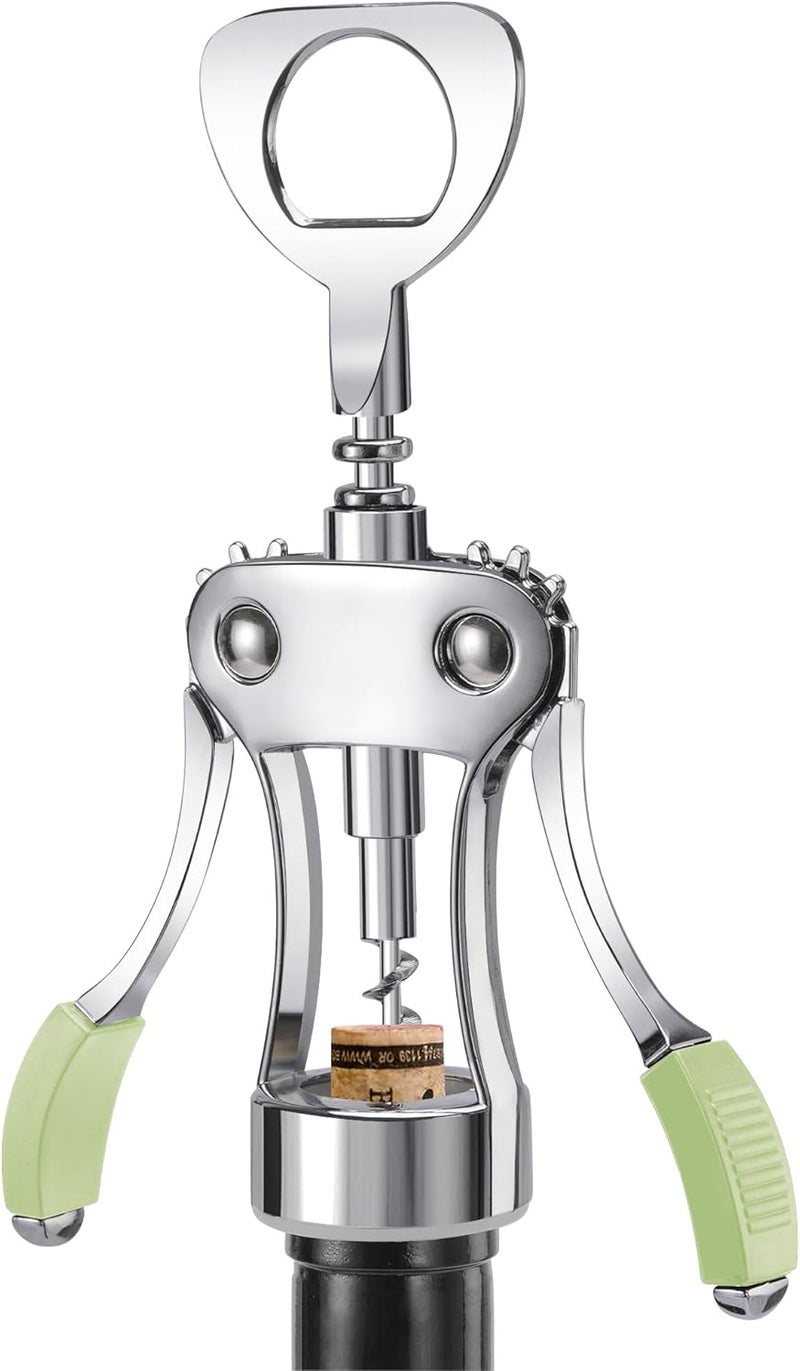 KORCCI Wine Opener, Wine Bottle Opener, Zinc Alloy Wing Corkscrew Heavy Duty, Cork Screw Beer Opener for Bartenders, Multifunctional Bottle Opener for Home Kitchen, Restaurant, Bar, Waiters - Image 1