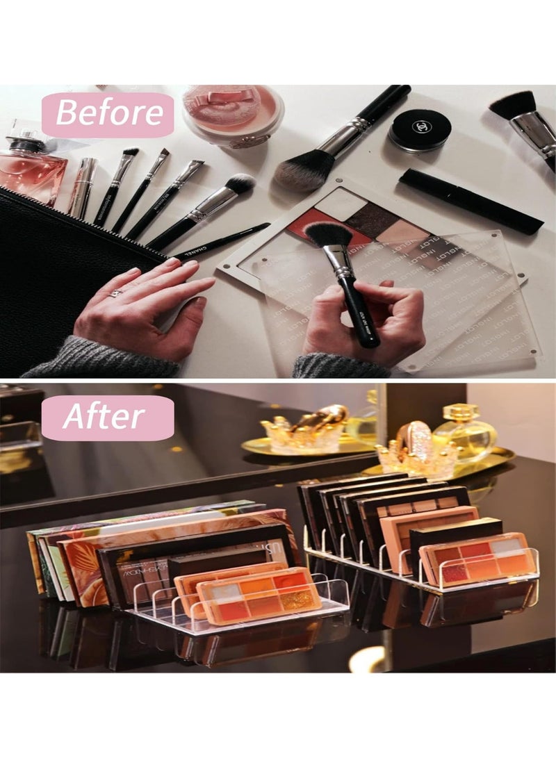 Bincoo 3-Pieces Makeup Organizer, Eyeshadow Storage Holder and Lipstick Holder, Acrylic Cosmetic Organizer Cosmetics Shelf Display for Bathroom Countertops, Cabinets, 7 Sections (Clear) - Image 5