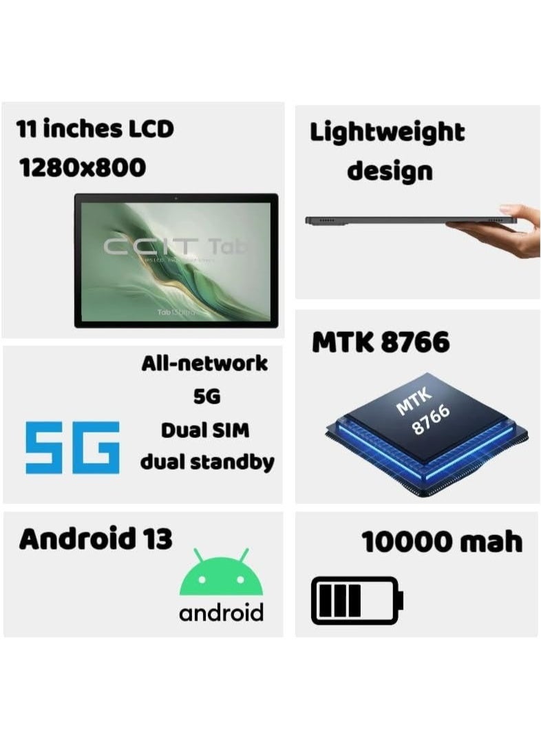 CCIT Tab 13 Ultra 11" 5G Android Tablet | 13GB RAM + 512GB ROM | Dual SIM | Keyboard, Mouse & Stylus Included | 10,000mAh Battery | IPS HD Display, Dual Camera, and Fast Octa-Core Processor - Image 4