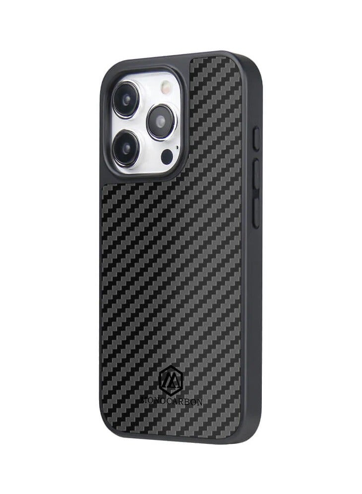 MONOCARBON Real Carbon Fiber for iPhone 15 Pro MAX Case Cover [MagSafe Compatible] Military Grade - Matte Black - Image 2