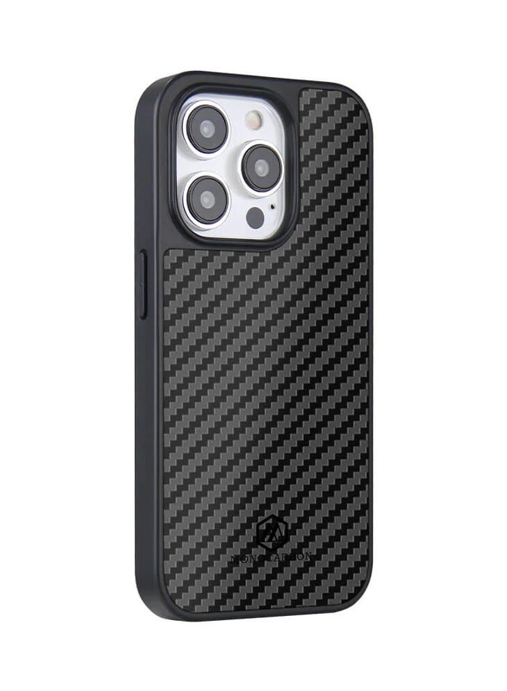 MONOCARBON Real Carbon Fiber for iPhone 15 Pro MAX Case Cover [MagSafe Compatible] Military Grade - Matte Black - Image 4