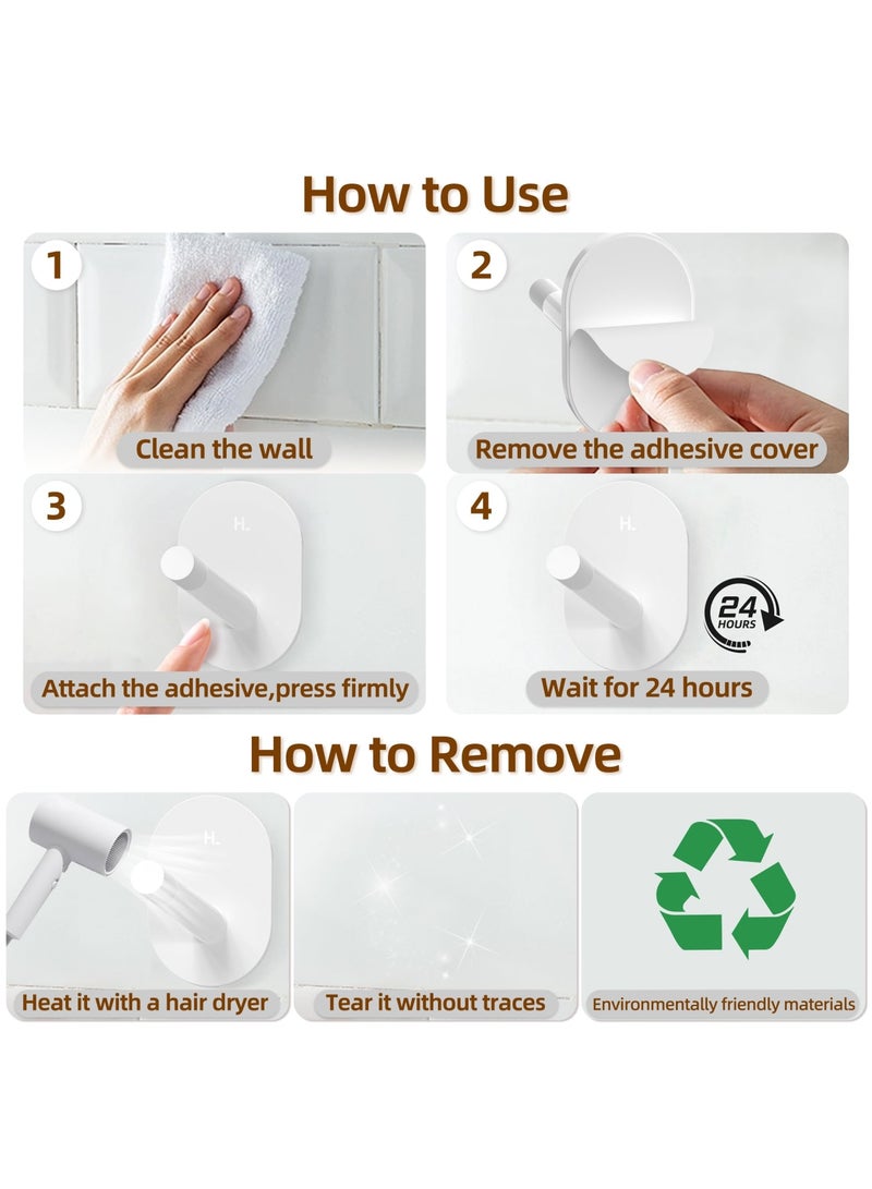 Zikra Adhesive Wall Hooks - No Tools, Easy to Use Multi-Function Utility Hooks, Small Sticky Hooks for Hanging Oven Mitts, Kitchenware, Clothes, Towels, Hats, Keys (6 Pack) - Image 4