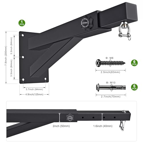 BeneLabel Wall Mount Punching Bag Hanger with Adjustable Length 17-25 inch Heavy Bag Holder 800 LB Capacity Punching Bag Hanging Bracket for Boxing Bag - Image 5