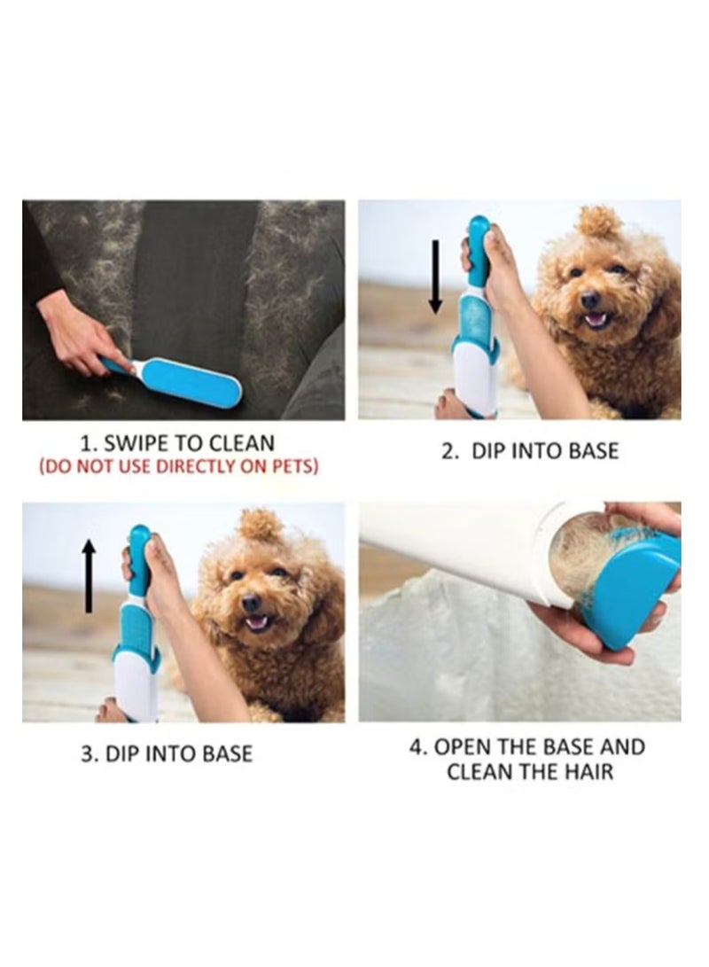 فرشاة إزالة شعر الحيوانات الأليفة - بكرة الوبر من الفرو مع موصل فرو ذاتي التنظيف أداة إزالة الشعر من الملابس والأثاث والأريكة والسجاد ومقعد السيارة - Image 4