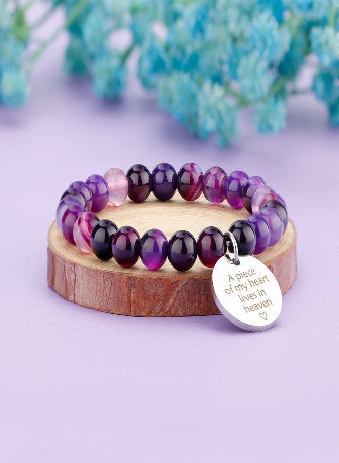 PARTNER Memorial Bracelet Sympathy Gift - A Piece of My Heart Lives in Heaven - Loss of Loved Ones Jewelry (Amethyst) - Image 2