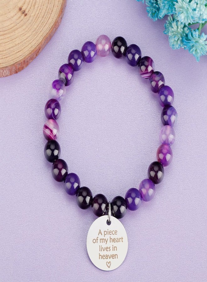 PARTNER Memorial Bracelet Sympathy Gift - A Piece of My Heart Lives in Heaven - Loss of Loved Ones Jewelry (Amethyst) - Image 3