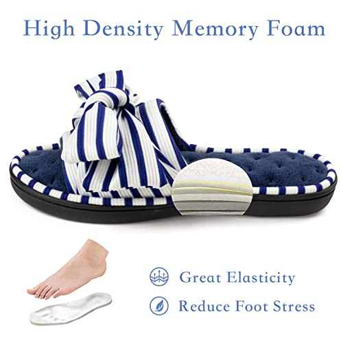 ULTRAIDEAS Women's Eurytides Slide Slippers Memory Foam House Shoes, Blue, 7-8 - Image 2