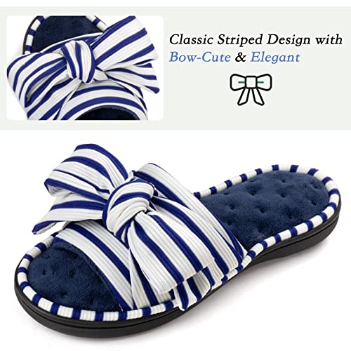 ULTRAIDEAS Women's Eurytides Slide Slippers Memory Foam House Shoes, Blue, 7-8 - Image 5