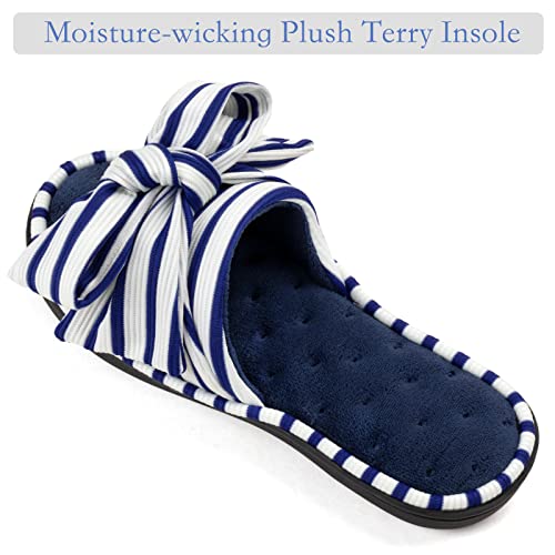 ULTRAIDEAS Women's Eurytides Slide Slippers Memory Foam House Shoes, Blue, 7-8 - Image 3