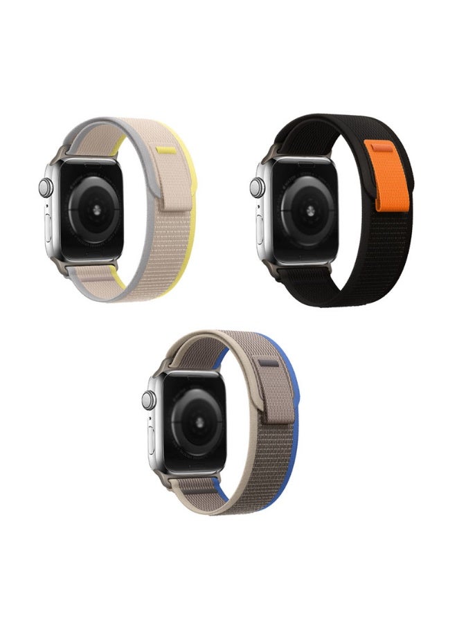 3 Pack Nylon Watch Band 49mm/45mm/44mm/42mm，Woven Sport Strap for Apple Watch Ultra/8/7/SE/6/5/4/3/2/1 - Image 1