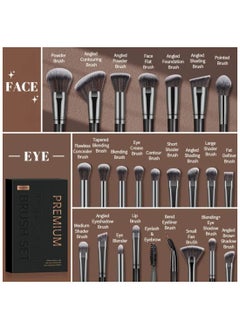 MAANGE MAANGE Professional Makeup Brushes 25 Pieces Synthetic Eye Shadow Brush Set Blush with Gift Box (Black)  - Image 2