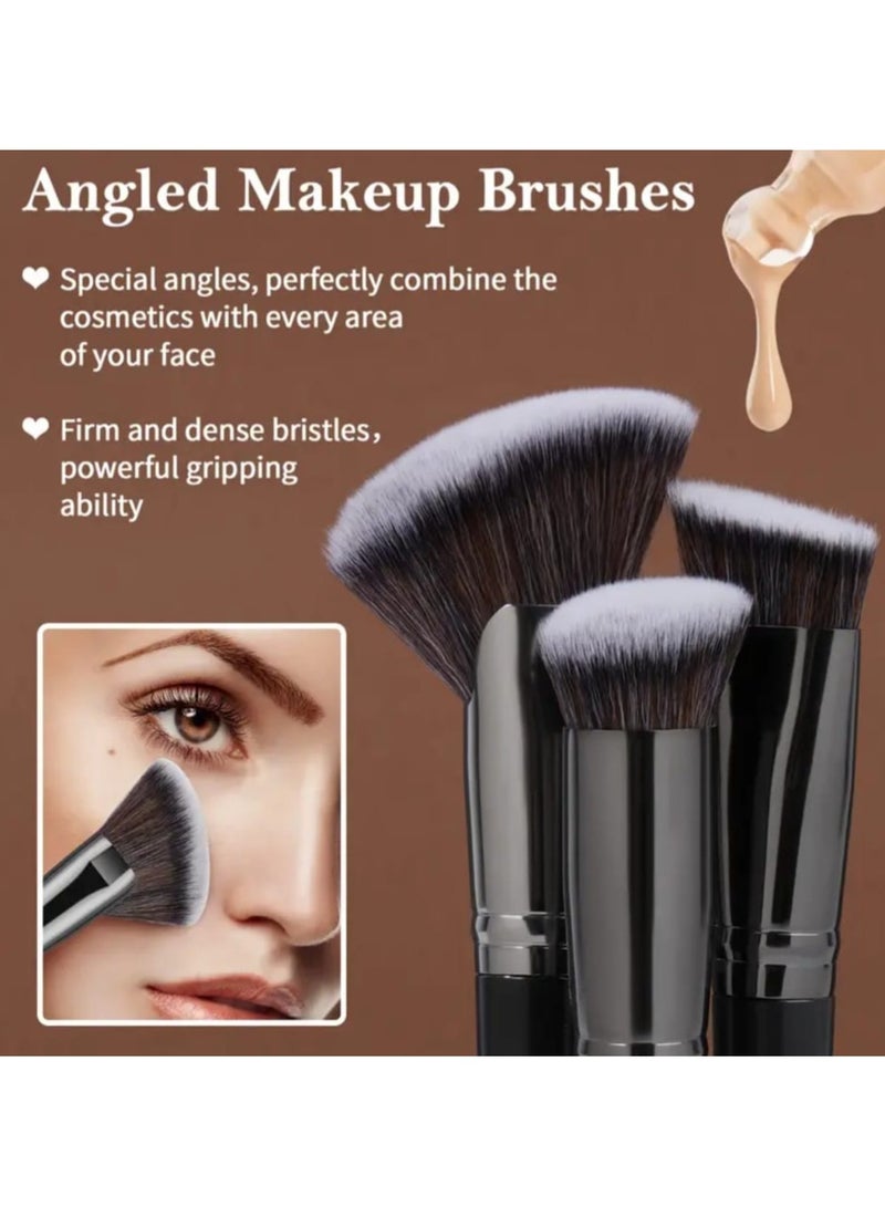 مانجي مجموعة فرش مكياج احترافية من مانج، 25 قطعة، فرشاة ظلال عيون صناعية، أحمر خدود مع صندوق هدايا (أسود) - Image 3