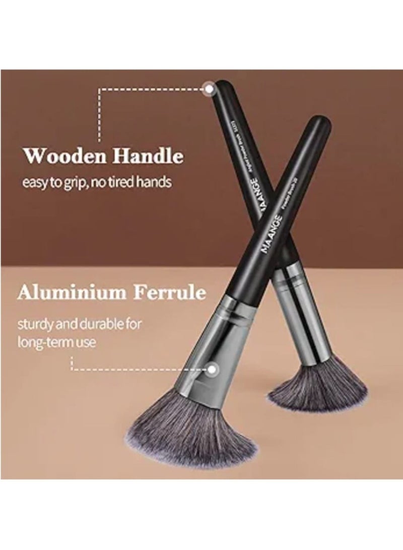 مانجي مجموعة فرش مكياج احترافية من مانج، 25 قطعة، فرشاة ظلال عيون صناعية، أحمر خدود مع صندوق هدايا (أسود) - Image 4