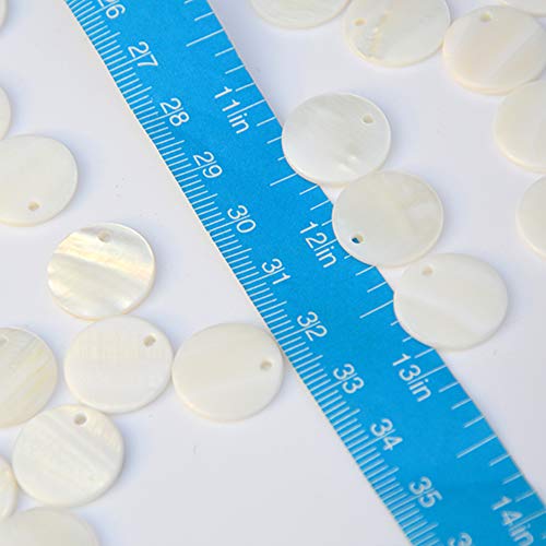 DyAi Shell Beads, DyAi 100pcs 15mm Flat Round Mother of Pearl Coin Beads Charms for Jewelry Making (White) - Image 5
