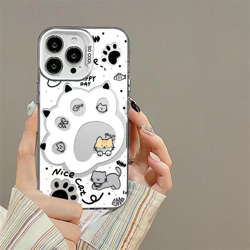 Apple iPhone 16 Pro Phone Case, TPU Shockproof, Creatively Painted Cute Cat Paw Anti-drop Phone Case