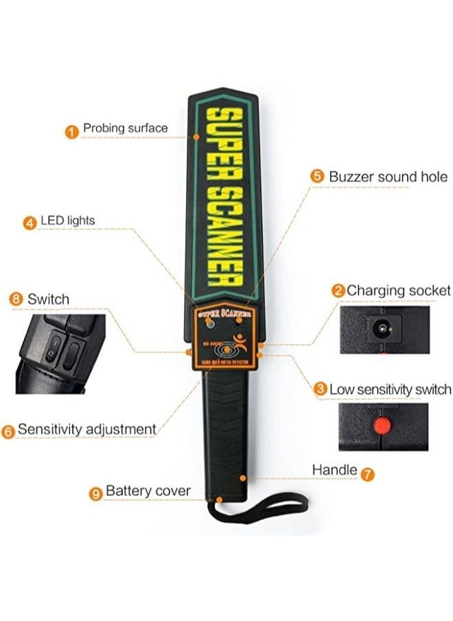 Generic Super Scanner Hand Held Metal Detector with Beep Advanced Metal Detector and Charger  - Image 3