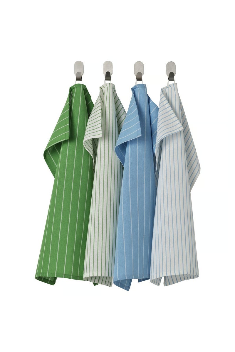 RINNIG Tea Towel Green/Blue Striped 45×60 cm (4-pack) - Image 1