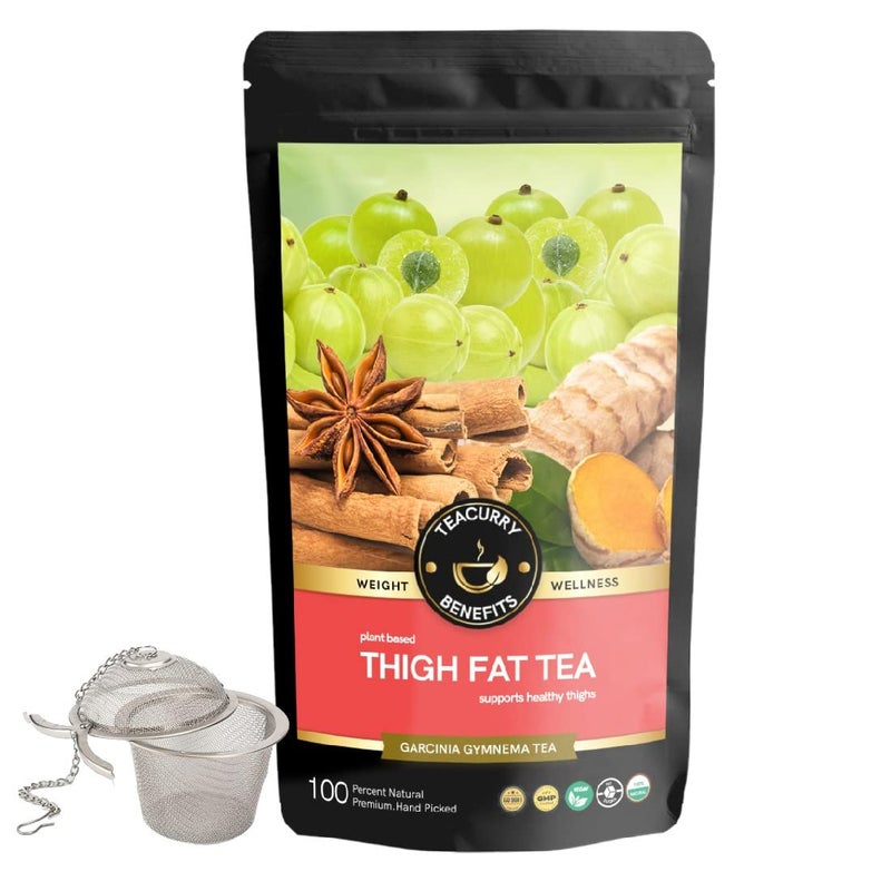 TEACURRY Thigh Fat Burn Tea (1 Month Pack | 100 Grams + Infuser) - Reduce Thigh Fat for Men and Women - Image 1