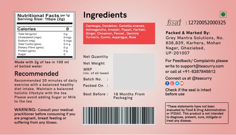 TEACURRY Thigh Fat Burn Tea (1 Month Pack | 100 Grams + Infuser) - Reduce Thigh Fat for Men and Women - Image 5