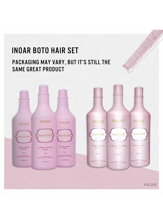Inoar PROFESSIONAL - BotoHAIR Deep Cleansing Shampoo & BotoHAIR Collagen System & BotoHAIR Reconstructor Balm (33.8 Ounces) - Image 3
