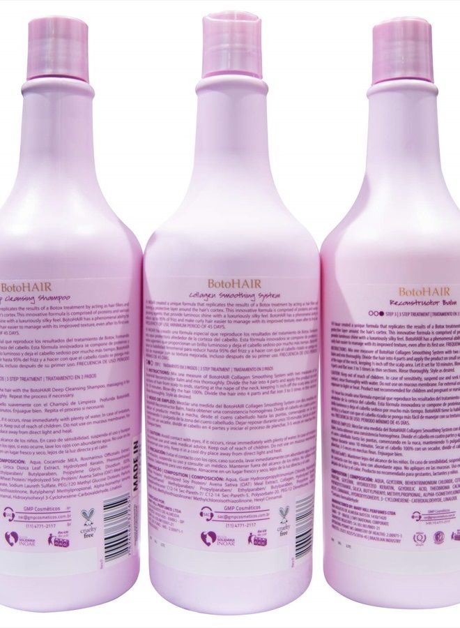 Inoar PROFESSIONAL - BotoHAIR Deep Cleansing Shampoo & BotoHAIR Collagen System & BotoHAIR Reconstructor Balm (33.8 Ounces) - Image 2