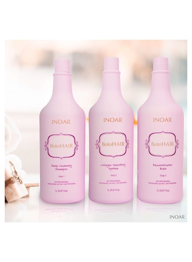 Inoar PROFESSIONAL - BotoHAIR Deep Cleansing Shampoo & BotoHAIR Collagen System & BotoHAIR Reconstructor Balm (33.8 Ounces) - Image 5