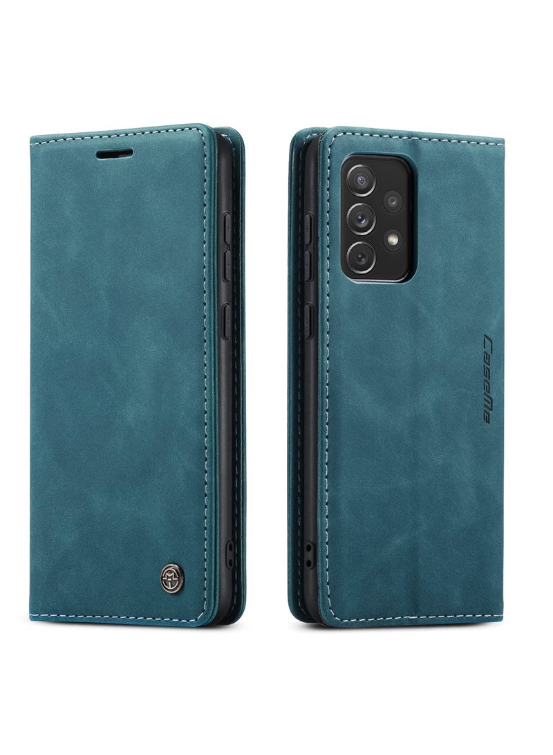 CaseMe Phone Case Luxury PU Leather Design 013 Flip Cover Card Slot Holder Cover For Samsung Galaxy A73 (Green) - Image 4