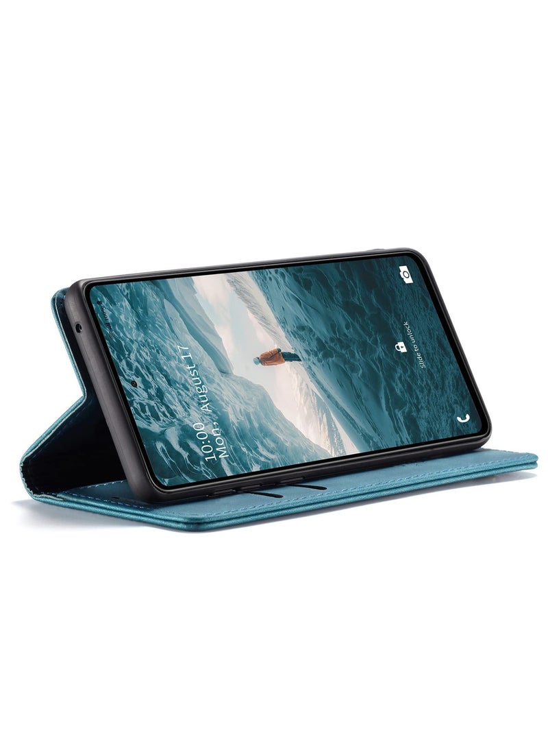 CaseMe Phone Case Luxury PU Leather Design 013 Flip Cover Card Slot Holder Cover For Samsung Galaxy A73 (Green) - Image 3