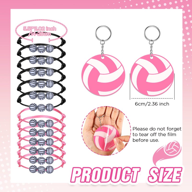 Dansydaisy 72 Pcs Volleyball Party Favors Gifts for Team Volleyball Accessories Include Cosmetic Bag Hair Scrunchies Compact Mirrors Keychain Bracelets Lipstick Holder for Women Birthday Christmas - Image 5