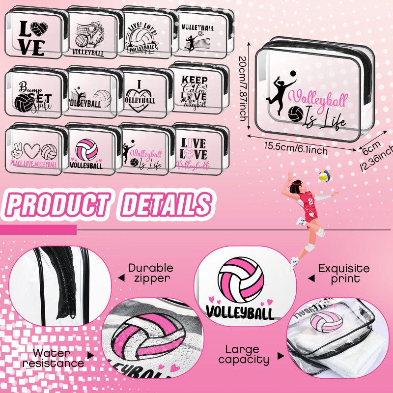 Dansydaisy 72 Pcs Volleyball Party Favors Gifts for Team Volleyball Accessories Include Cosmetic Bag Hair Scrunchies Compact Mirrors Keychain Bracelets Lipstick Holder for Women Birthday Christmas - Image 3