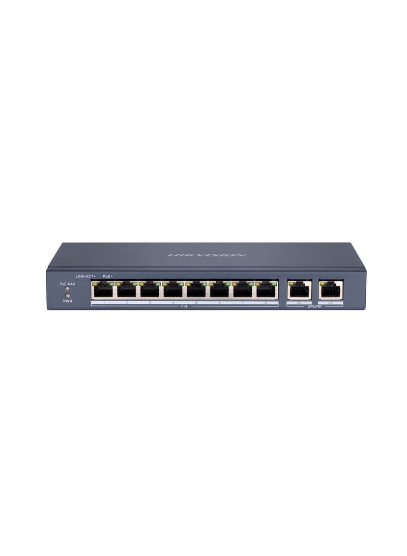 HIKVISION 8-Port CCTV PoE Network Switch | Long Range 300m | Silent Fan-Free Operation - Blue - Image 2