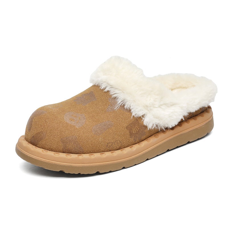 Winter Men'S And Women'S Cartoon Big Head Snow Boots Retro Style Casual All-Match Slip-On And Half-Slip-On Cotton Shoes Lovers Shoes - Image 1
