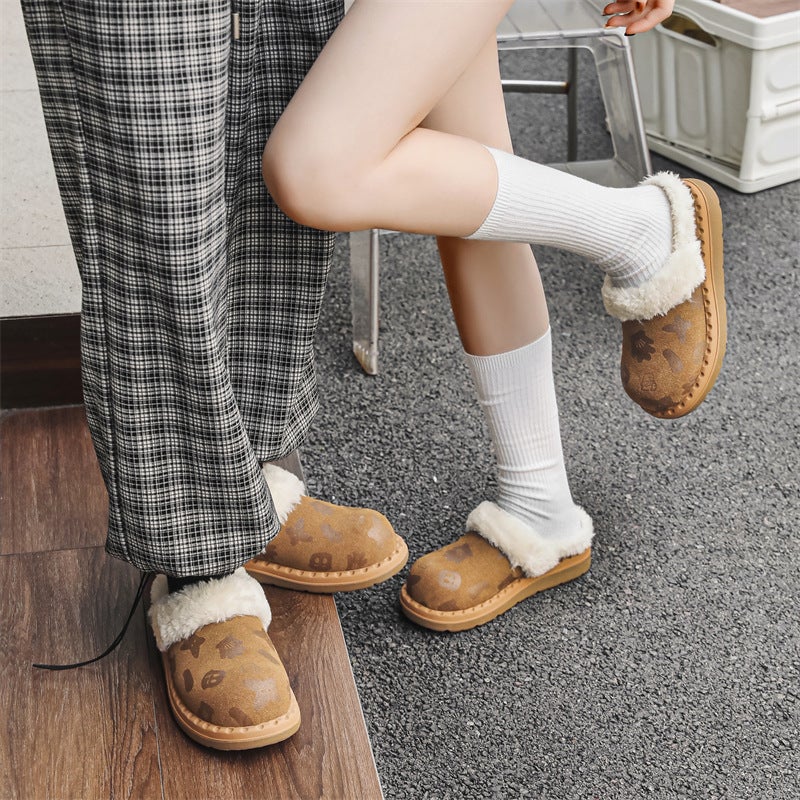 Winter Men'S And Women'S Cartoon Big Head Snow Boots Retro Style Casual All-Match Slip-On And Half-Slip-On Cotton Shoes Lovers Shoes - Image 4