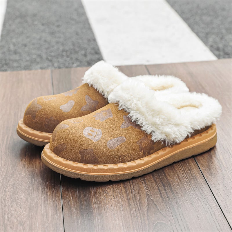 Winter Men'S And Women'S Cartoon Big Head Snow Boots Retro Style Casual All-Match Slip-On And Half-Slip-On Cotton Shoes Lovers Shoes - Image 3