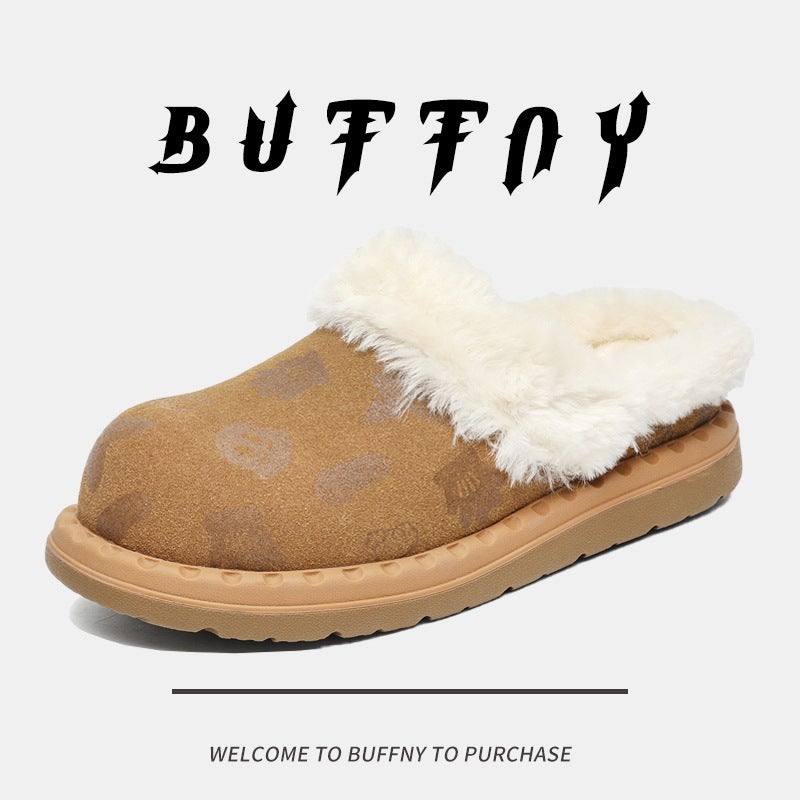 Winter Men'S And Women'S Cartoon Big Head Snow Boots Retro Style Casual All-Match Slip-On And Half-Slip-On Cotton Shoes Lovers Shoes - Image 2
