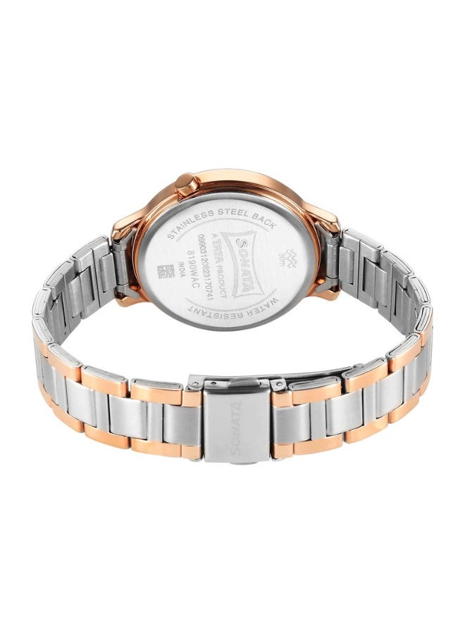 Sonata 8190KM02 Women’s Watch – Pink Dial, Rose Gold Metal Strap, Quartz Movement, 3 ATM Water Resistance - Image 4