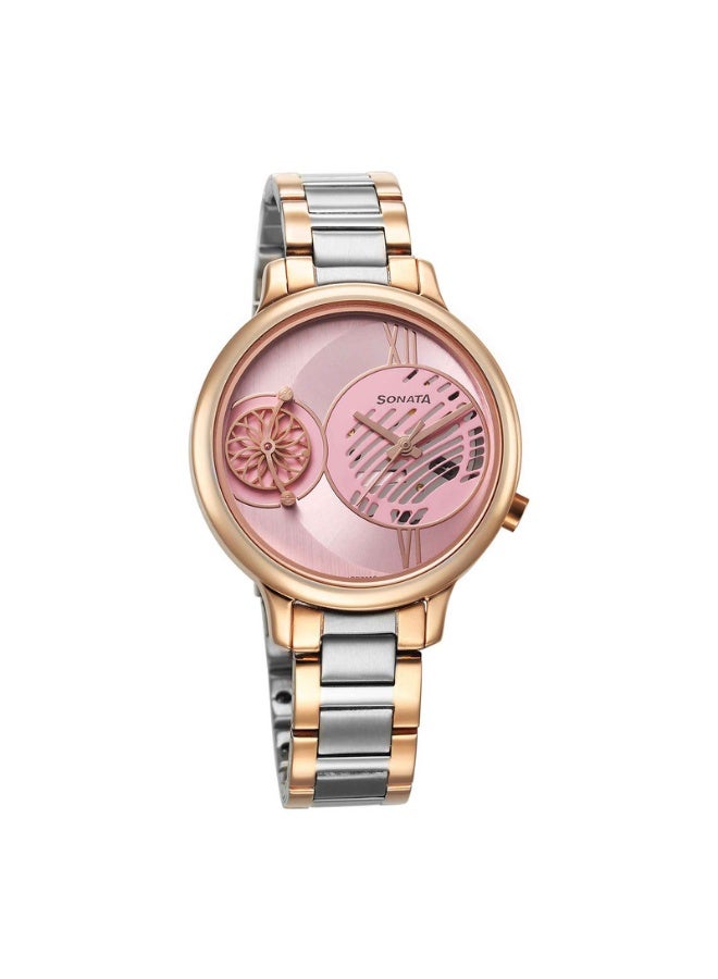 Sonata 8190KM02 Women’s Watch – Pink Dial, Rose Gold Metal Strap, Quartz Movement, 3 ATM Water Resistance - Image 1